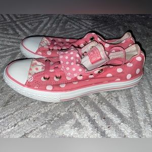 Women’s Pink/White Polka Dot Converse Chuck Taylor Low Size 5